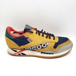 REEBOK Classics Ripple Altered Suede Sneakers DV7194 Yellow Navy Men's Size 7.5